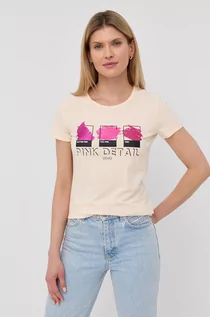 Koszulki i topy damskie - LIU JO t-shirt damski kolor beżowy - grafika 1