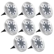 Lampy ogrodowe - vidaXL Solarne lampy gruntowe, 8 szt., białe LED - miniaturka - grafika 1
