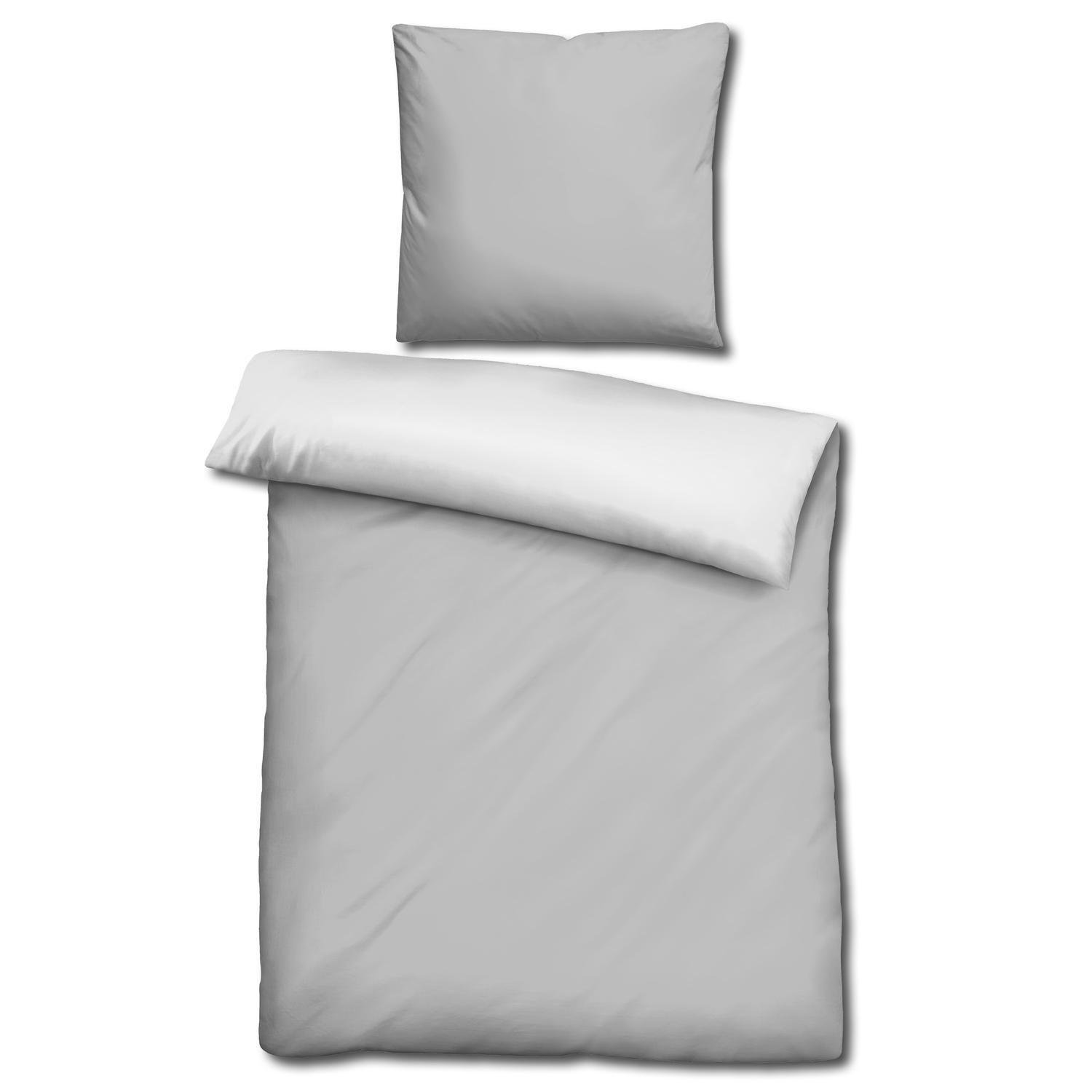 Pościel dwustronna CloudComfort Basic jasnoszara/biała 155 x 220 + 80 x 80 cm