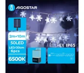 Lampy ogrodowe - Aigostar - LED Solarny łańcuch bożonarodzeniowy 50xLED/8 funkcji 12m IP65 zimna biel - miniaturka - grafika 1