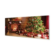 Tablice i flipcharty - Panel szklany Kominek choinka prezenty 125x50 cm - miniaturka - grafika 1
