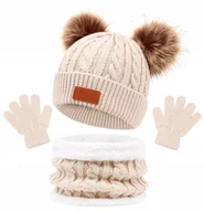 Rękawiczki - Dziecięca Czapka Komplet Zima Wiosna Jesień Komin Rękawiczki Dziecka 1,5-3L - miniaturka - grafika 1