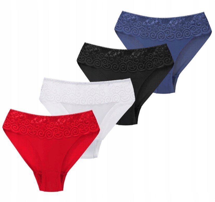 MAJTKI FIGI DAMSKIE Z KORONKOWYM PASEM 4-PAK MODNE WYGODNE MORAJ S
