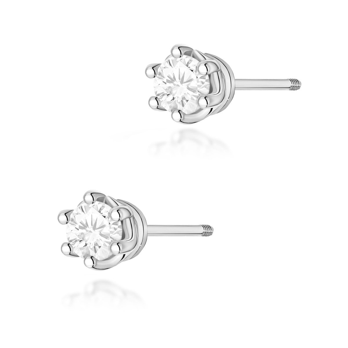 Złote kolczyki Diament 2 x 0,40ct białe złoto sztyft zakręcany pr. 585