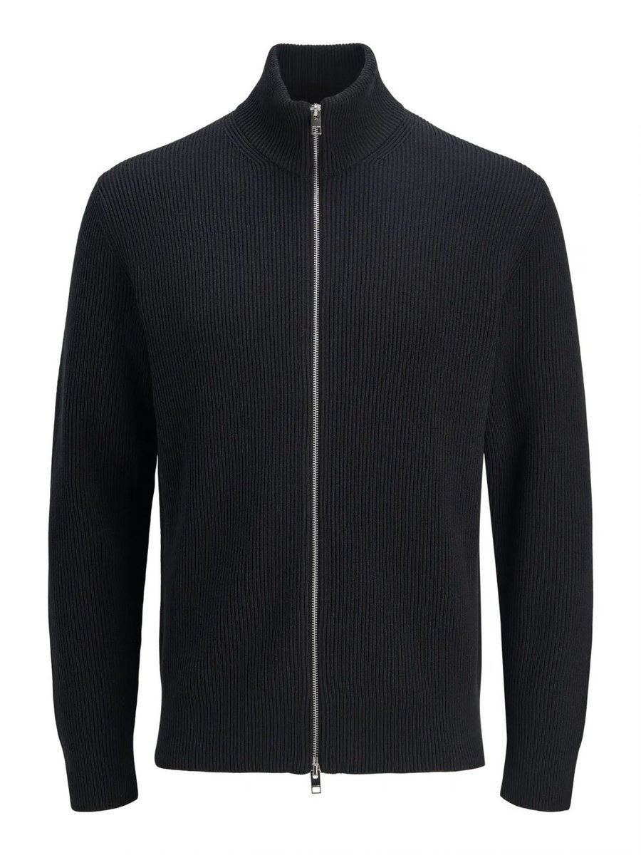 bluzka męskie jack and jones 12284612 perfect knit zip cardigan czarny