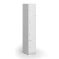 Szafki biurowe - Szafka ubraniowa ze schowkami, 4 schowki, 1850 x 300 x 500 mm, zamek cylindryczny, drzwi laminowane, biała - miniaturka - grafika 1