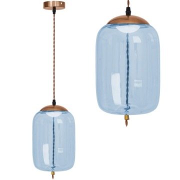 Lampa Wisząca Led Szklana Niebieska Pojedyncza Retro Do Salonu Sypialni