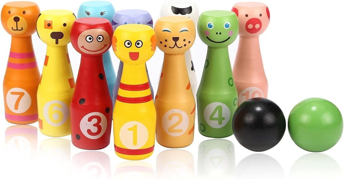 Jacootoys Zestaw kręgli dla dzieci drewniane