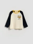 Bluzki dla niemowląt - Reserved - Bawełniany longsleeve - złamana biel - miniaturka - grafika 1