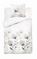 Pościel - Detexpol Pościel satynowa 140x200 biała beżowa kwiaty 4913 A z jedną poszewką Home Satin 80 - miniaturka - grafika 1