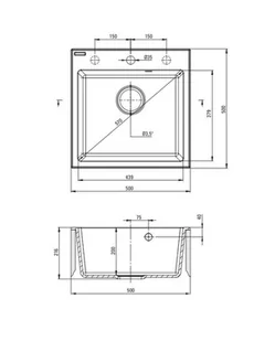 Deante Evora Zlewozmywak granitowy jednokomorowy 50x50 cm antracyt metalik ZQJT103 - Zlewozmywaki - miniaturka - grafika 2