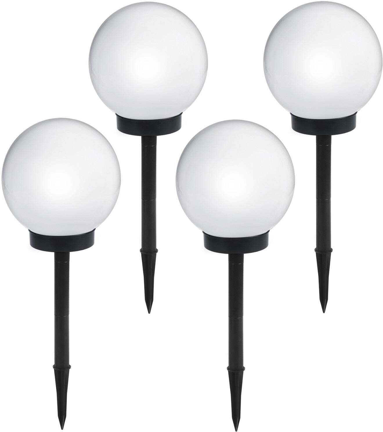 GreenBlue Solarna lampa wolnostojąca ogrodowa kula 25x25x58cm, bialy LED, GB166, 4szt.