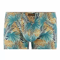 Spodenki damskie - bruno banani Męskie szorty z nadrukiem Yucca retro, Zielony benzyna/pomarańczowy nadruk, S - miniaturka - grafika 1