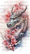 Pasmanteria - Naprasowanka Japoński Smok dragon sakura 13 - miniaturka - grafika 1