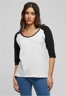Koszulki i topy damskie - Urban Classics Koszulka damska 3/4 Contrast Raglan Tee biały/czarny-S - miniaturka - grafika 1
