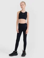 Spodnie i spodenki dla dziewczynek - 4F Legginsy sportowe szybkoschnące dziewczęce - czarne 164 (13-14 lat) - miniaturka - grafika 1