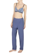 Spodnie damskie - Emporio Armani Spodnie damskie teksturowane frotte, dżinsowy, XL - miniaturka - grafika 1