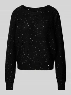 Sweter z dzianiny z cekinowym obszyciem model ‘ANNLIE’ - Swetry damskie - miniaturka - grafika 1
