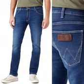 Spodnie męskie - Wrangler LARSTON SLIM TAPERED For Real ZWĘŻANE CIEMNY DżINS W31 L32 - miniaturka - grafika 1
