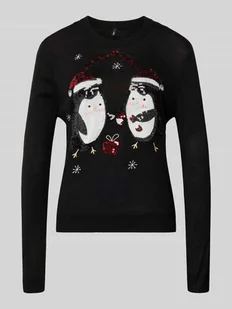 Sweter świąteczny o kroju regular fit z cekinowym motywem model ‘XMAS SHINE’ - Swetry damskie - miniaturka - grafika 1