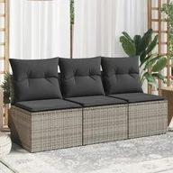 Sofy ogrodowe - 3-osobowa sofa ogrodowa z poduszkami, szara, polirattan Lumarko! - miniaturka - grafika 1
