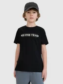 Koszulki dla chłopców - 4F T-shirt z nadrukiem chłopięcy - czarny 146 (10-11 lat) - miniaturka - grafika 1