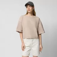 Koszulki sportowe damskie - Damski t-shirt basic Outhorn OTHWSS24TTSHF1485 - beżowy - miniaturka - grafika 1