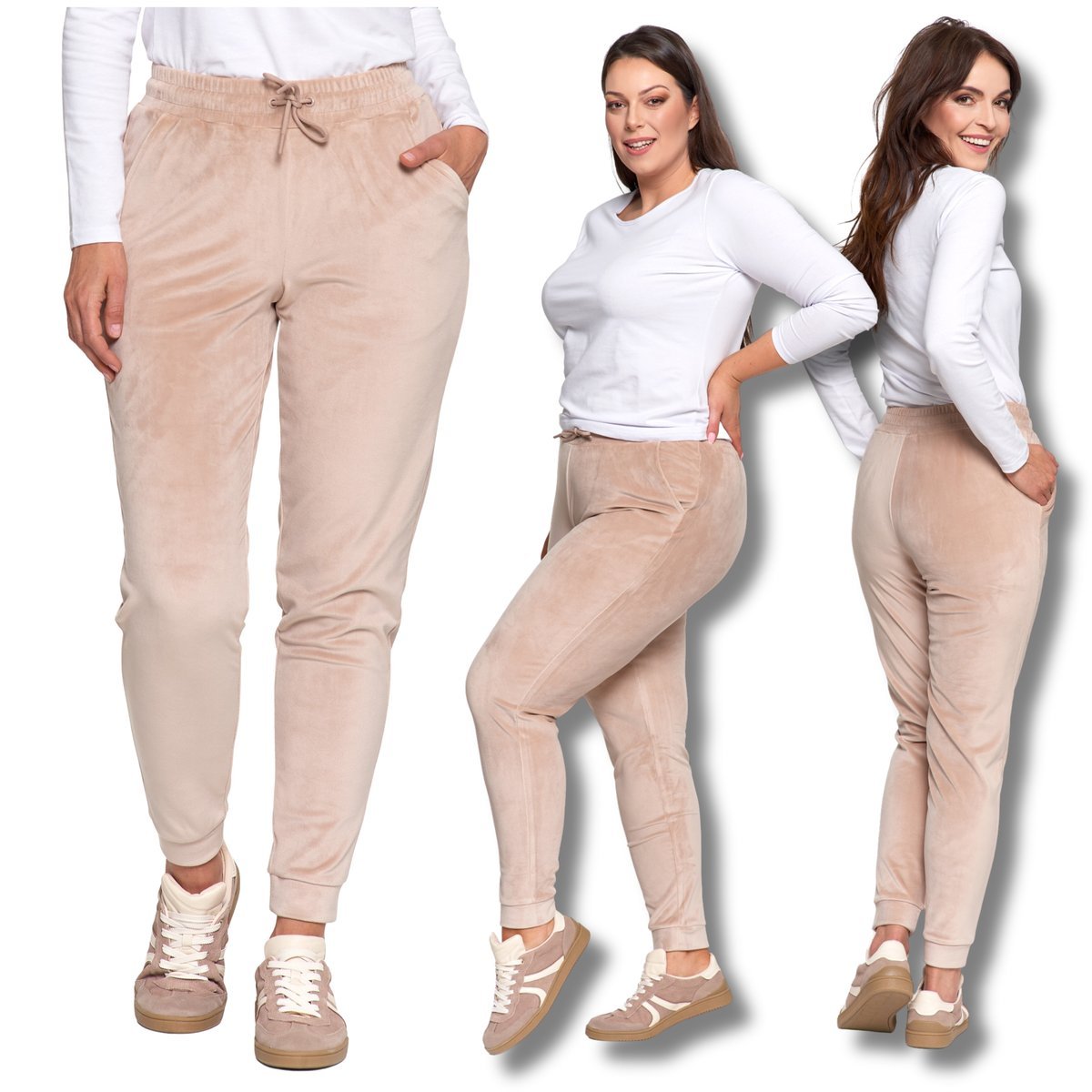 WELUROWE SPODNIE DAMSKIE DRESOWE RURKI WYSOKI STAN WYGODNE MORAJ S