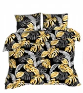 Pościel - pościel z kory 180x200 + 2 poszewki K 119 liście złote na czarnym - miniaturka - grafika 1