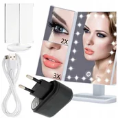 Lusterka do makijażu - Lusterko Do MAKIJAŻU Podświetlane LED Kosmetyczne Stojące POWIĘKSZAJĄCE 3X! - miniaturka - grafika 1