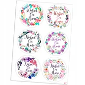 Scrapbooking - Naklejki Etykietki Na Dzień Mamy Matki 6 Szt 4,5 Cm N01 - miniaturka - grafika 1