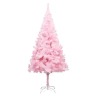 Choinki - vidaXL sztuczne choinka z LED i bombkami, różowa, 240 cm, PVC - miniaturka - grafika 1