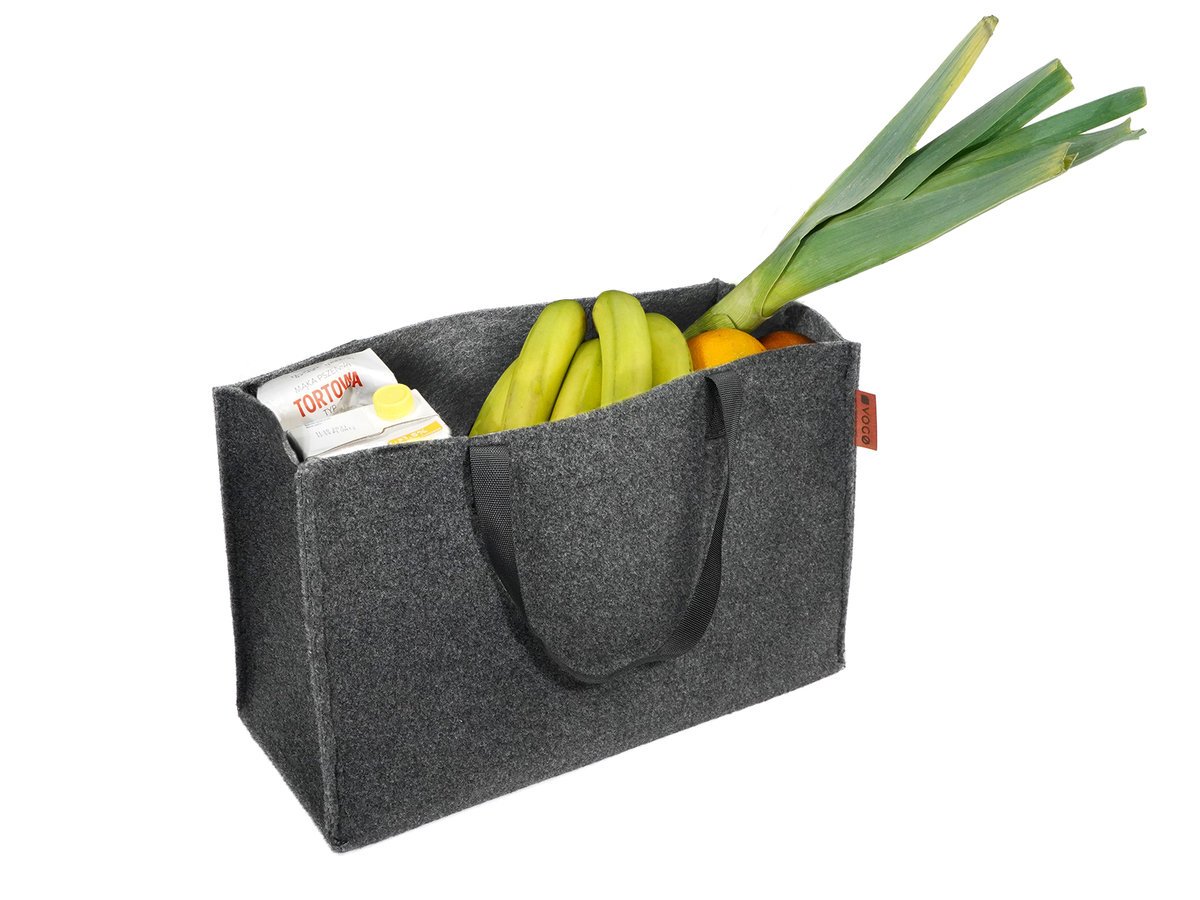 Duża Torba Vogo Na Zakupy Akcesoria Welur Premium Ciemnoszara