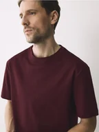 Koszulki męskie - Reserved - T-shirt regular z merceryzowanej bawełny - bordowy - miniaturka - grafika 1