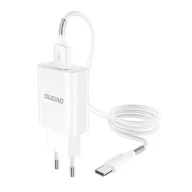 Ładowarki do telefonów - Dudao ładowarka sieciowa EU USB 5V/2.4A QC3.0 Quick Charge 3.0 + kabel przewód USB Typ C biały (A3EU + Type-c white) - miniaturka - grafika 1