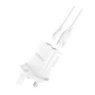 Ładowarki do telefonów - Dudao ładowarka sieciowa wtyczka UK (Wielka Brytania) 2xUSB-A 2.4A biała + kabel USB-A - Lightning biały - miniaturka - grafika 1
