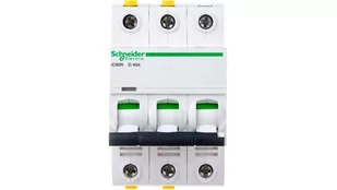 Schneider Electric Wyłącznik nadprądowy iC60N 3P D40 6kA A9F05340 - Bezpieczniki elektryczne - miniaturka - grafika 1