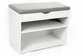 Szafki na buty - Szafka na Buty Pufa Schowek na rzeczy 80 cm Tapicerowana biała Siedzisko - miniaturka - grafika 1