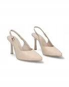 Czółenka - Karino 5445/022 beżowe czółenka bez pięt skórzane szpilki eleganckie r.40 - miniaturka - grafika 1