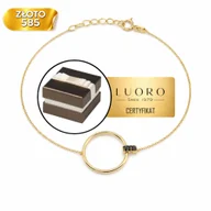 Bransoletki - BRANSOLETKA ZŁOTA ŻÓŁTA 585 14K KOŁA CZARNY KAMIEŃ PROSTOKĄT 17 CM REGULACJA - miniaturka - grafika 1