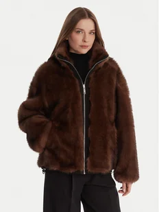 MAX&Co. Futro Azoto 2526086014200 Brązowy Regular Fit - Płaszcze damskie - miniaturka - grafika 1