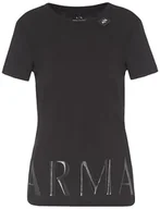 Koszulki i topy damskie - Armani Exchange Damska koszulka bawełniana z dżerseju Shiney Armani Logo Tee, czarny, XL - miniaturka - grafika 1
