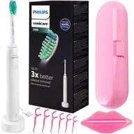 Szczoteczki elektryczne - SZCZOTECZKA SONICZNA PHILIPS SONICARE WHITE + RÓŻOWE ETUI + AKCESORIA - miniaturka - grafika 1