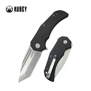 Nóż składany Kubey Bravo One Tanto Black G10, Bead Blasted AUS-10 by Mikkel Willumsen (KU318A) - Noże - miniaturka - grafika 1