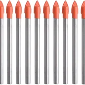 Uchwyty wiertarskie - Zestaw 10 stalowych wierteł do płytek, szkła, ceramiki, marmuru; wiertło z węglika wolframu o średnicy 6 mm do twardych i kruchych materiałów - miniaturka - grafika 1