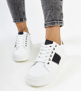 Biało-czarne sneakersy na grubszej podeszwie Finestra-40 - Sneakersy damskie - miniaturka - grafika 1