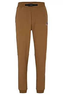 Spodenki męskie - BOSS Sehike męskie spodnie do biegania z mieszanki bawełny z logo w stylu wędrówek, Open Beige280, S - grafika 1
