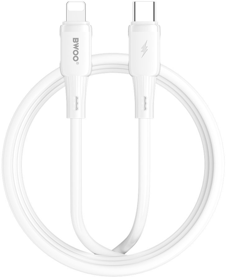 BWOO kabel silikonowy X329CL 27W USB-C - lightning 1m biały