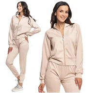 Bluzy damskie - BLUZA DAMSKA Rozpinana Na Zamek Bez Kaptura Sportowa Gładka Beż MORAJ XL - miniaturka - grafika 1
