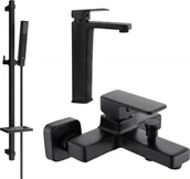 Zestawy baterii łazienkowych - Mexen Cetus DQ77 zestaw wannowy, czarny - 744313DQ77-70 - miniaturka - grafika 1